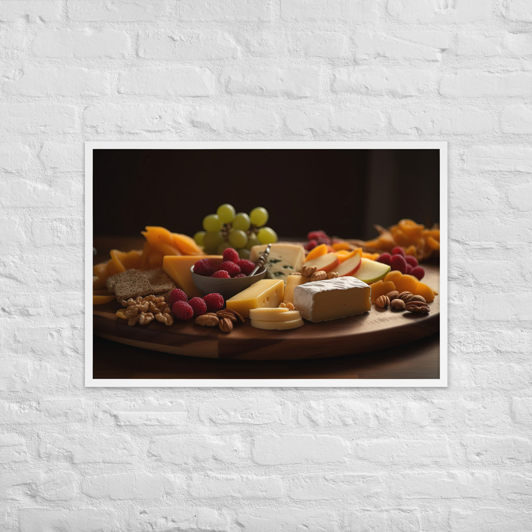 Cheese platter featuring Parmesan cheese Framed poster 🤤 from Yumify.AI