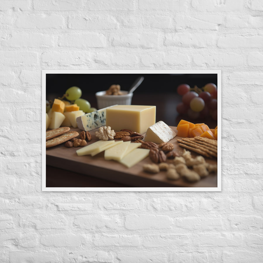 Cheese platter featuring Parmesan cheese Framed poster 🤤 from Yumify.AI