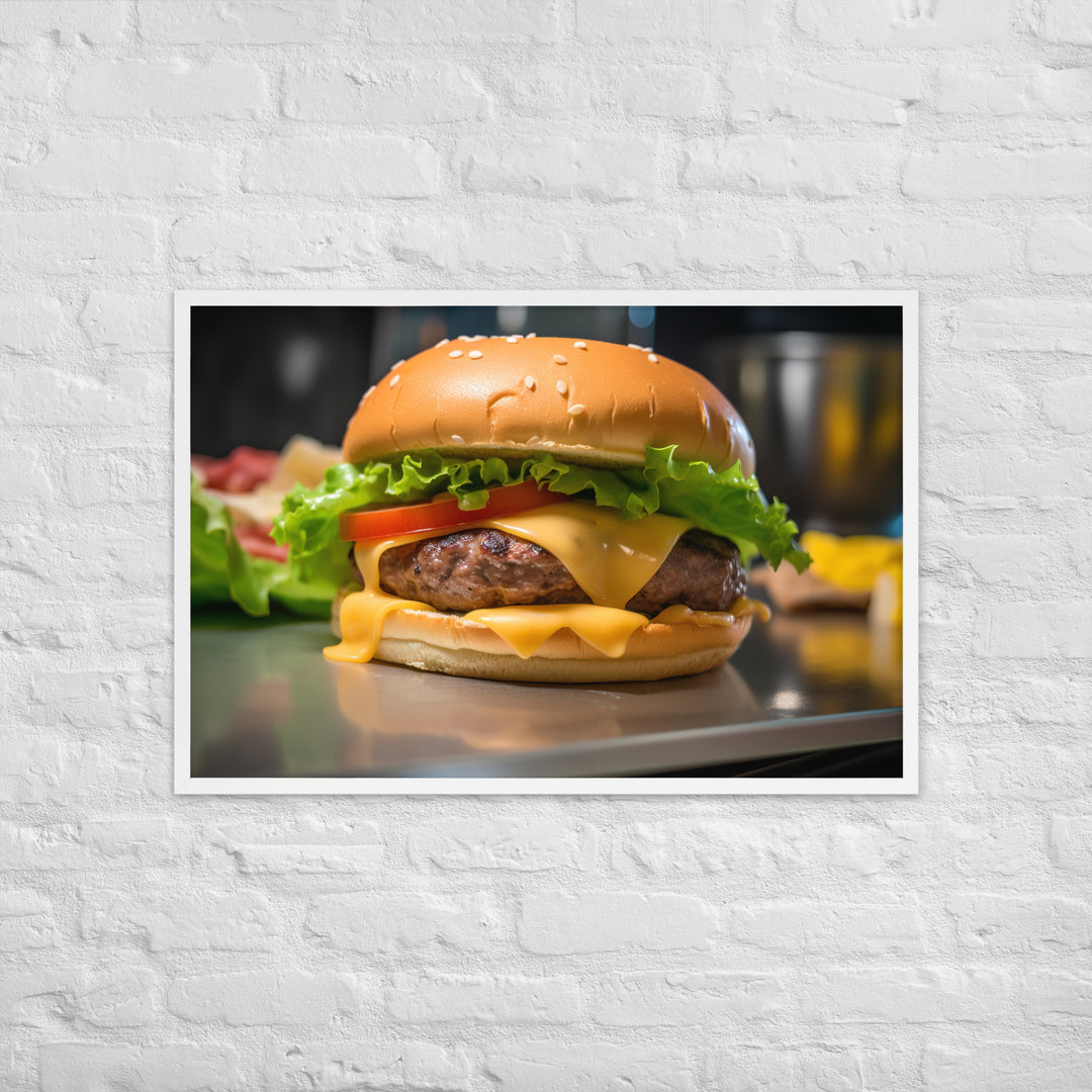 Cheddar Stuffed Burger Framed poster 🤤 from Yumify.AI