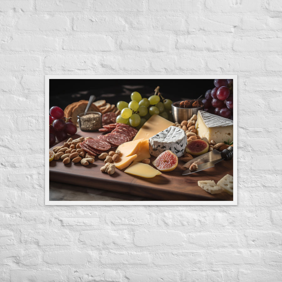 Charcuterie Board with Swiss Cheese Framed poster 🤤 from Yumify.AI