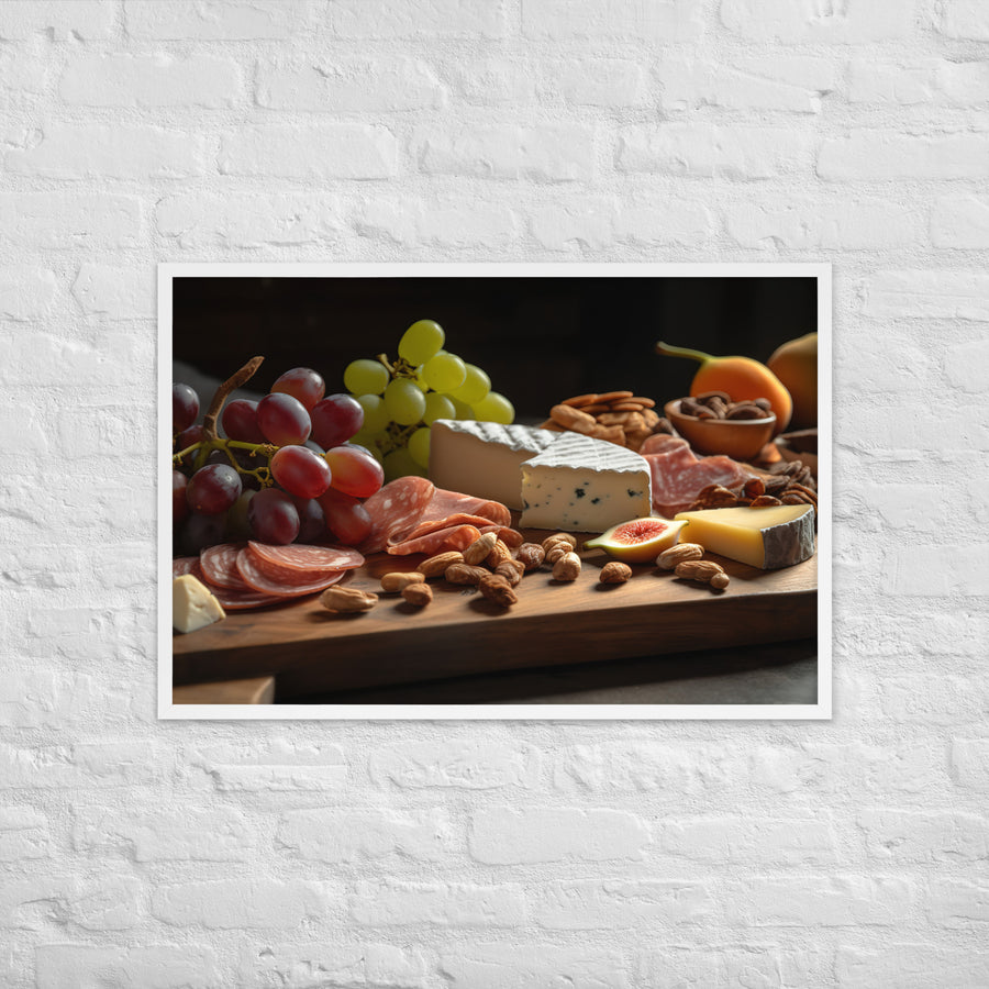 Charcuterie Board with Swiss Cheese Framed poster 🤤 from Yumify.AI