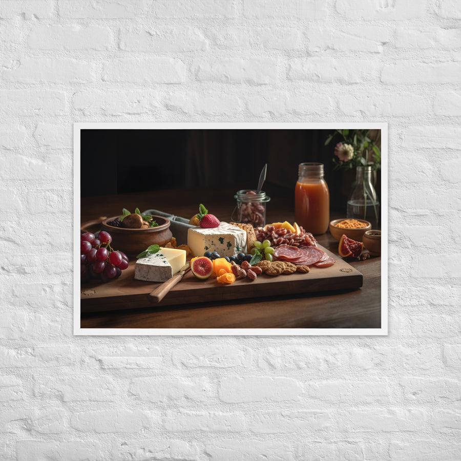 Charcuterie Board with Swiss Cheese Framed poster 🤤 from Yumify.AI