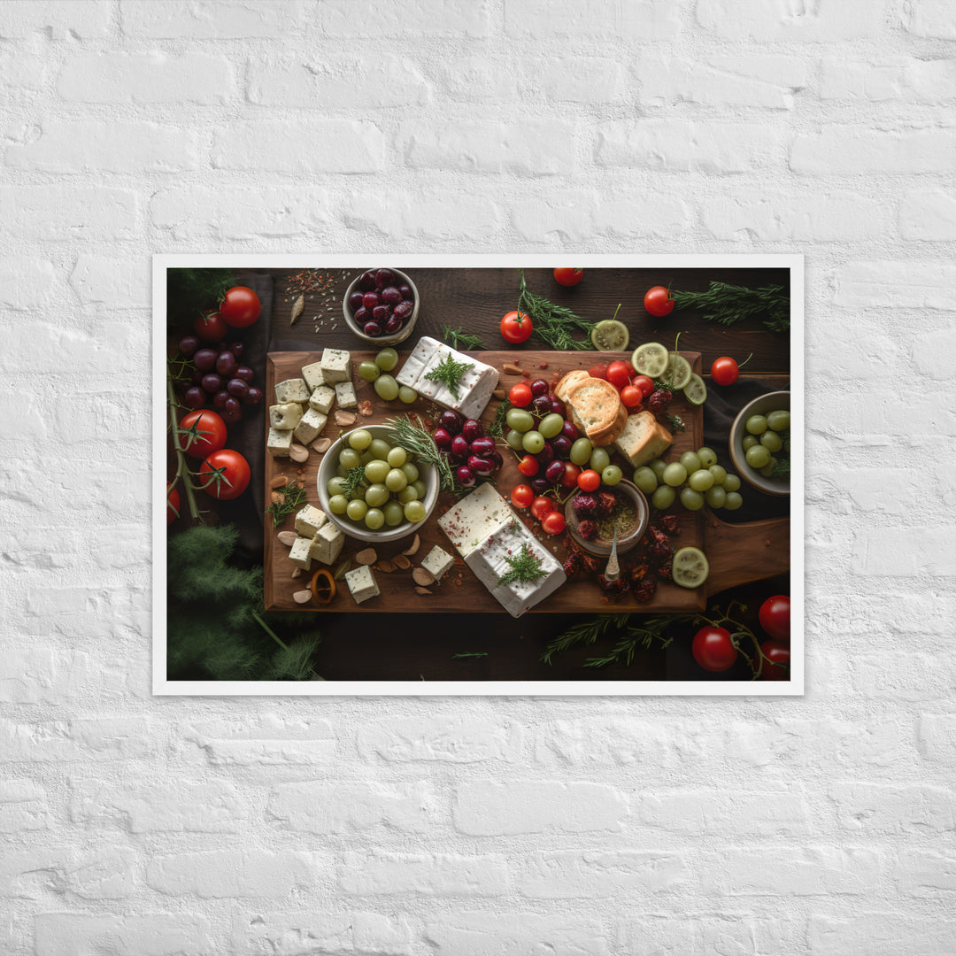 Beautiful spread of feta cheese cubes Framed poster 🤤 from Yumify.AI