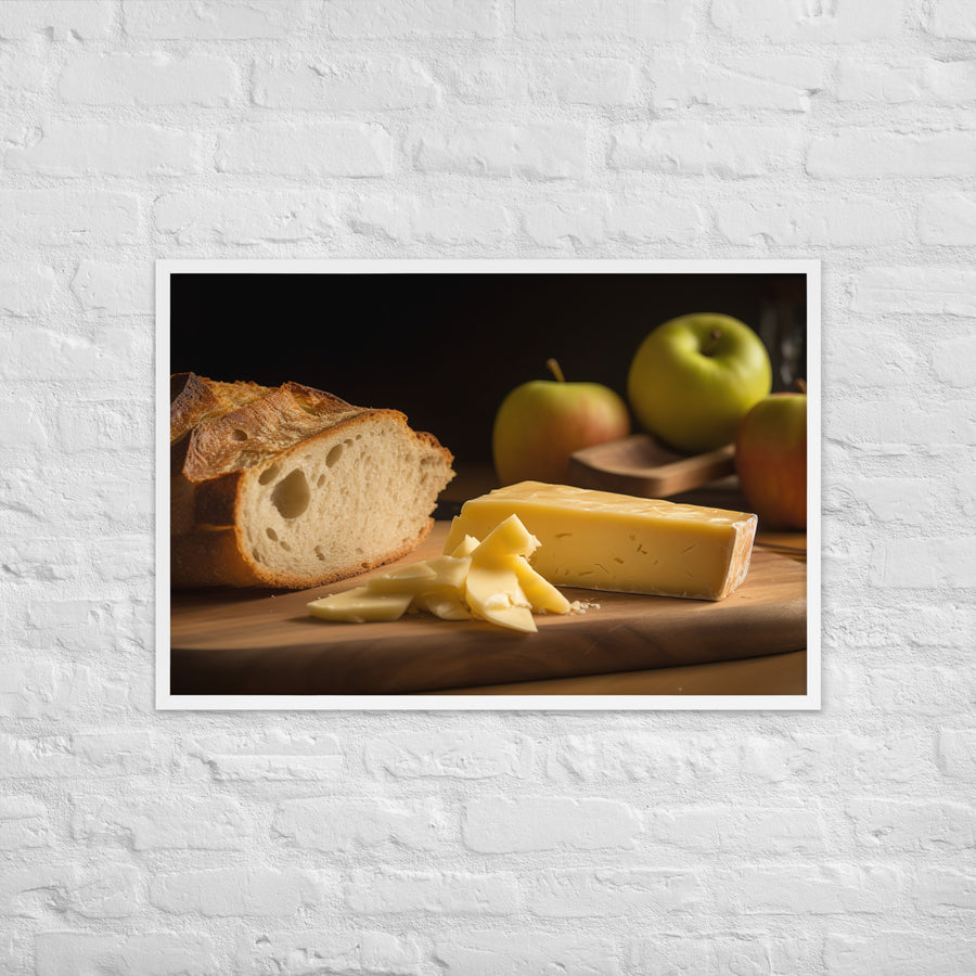 A slice of aged cheddar Framed poster 🤤 from Yumify.AI