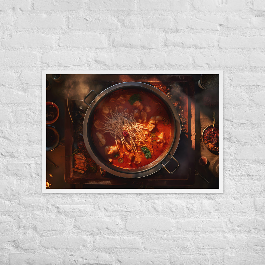 A hot pot filled with Kimchi Framed poster 🤤 from Yumify.AI