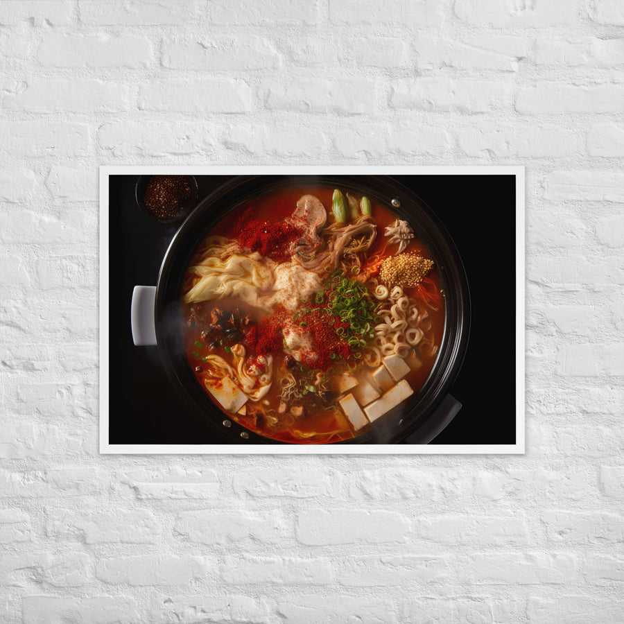 A hot pot filled with Kimchi Framed poster 🤤 from Yumify.AI