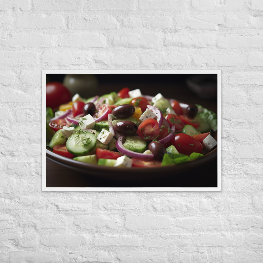 Vibrant Greek salad Framed poster 🤤 from Yumify.AI