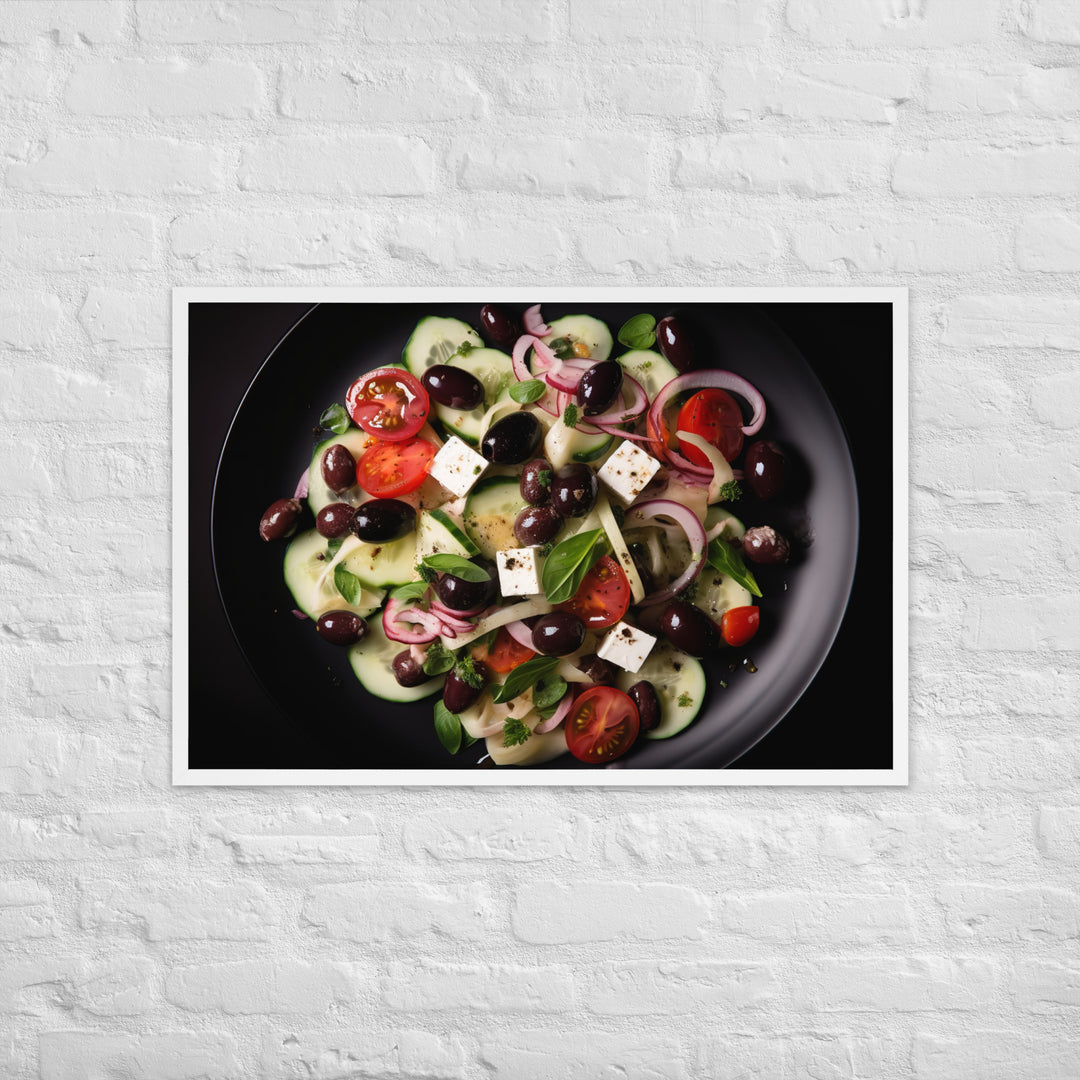 Vibrant Greek salad Framed poster 🤤 from Yumify.AI