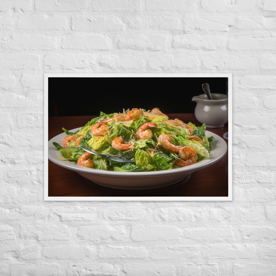 Shrimp Caesar salad Framed poster 🤤 from Yumify.AI