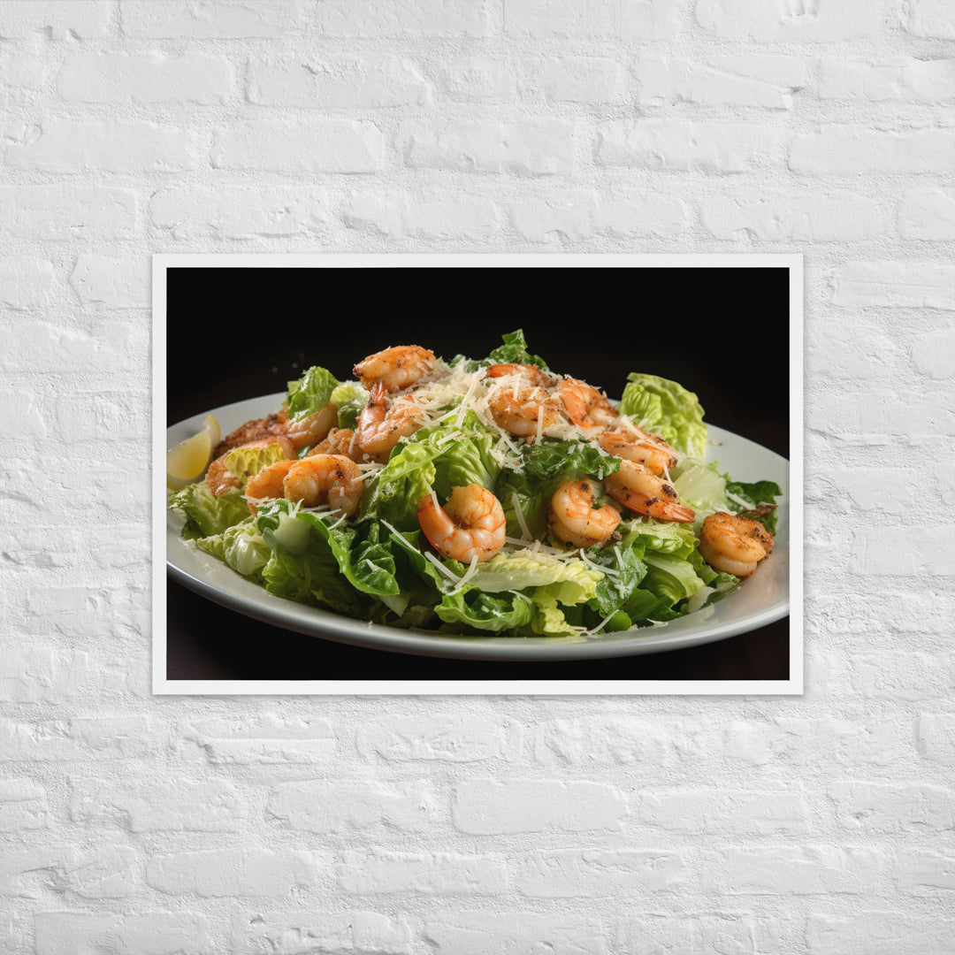 Shrimp Caesar salad Framed poster 🤤 from Yumify.AI