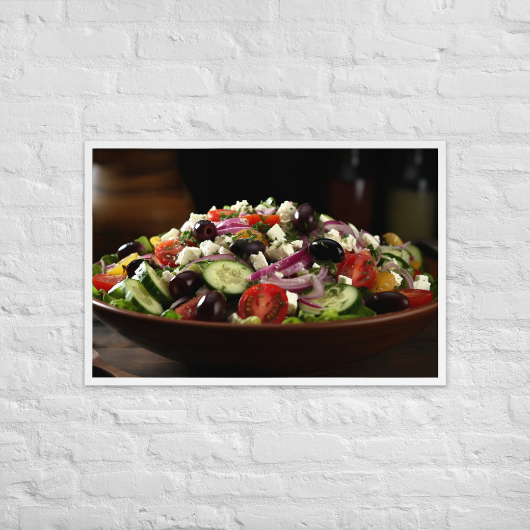 Fresh and Zesty Greek Salad Framed poster 🤤 from Yumify.AI