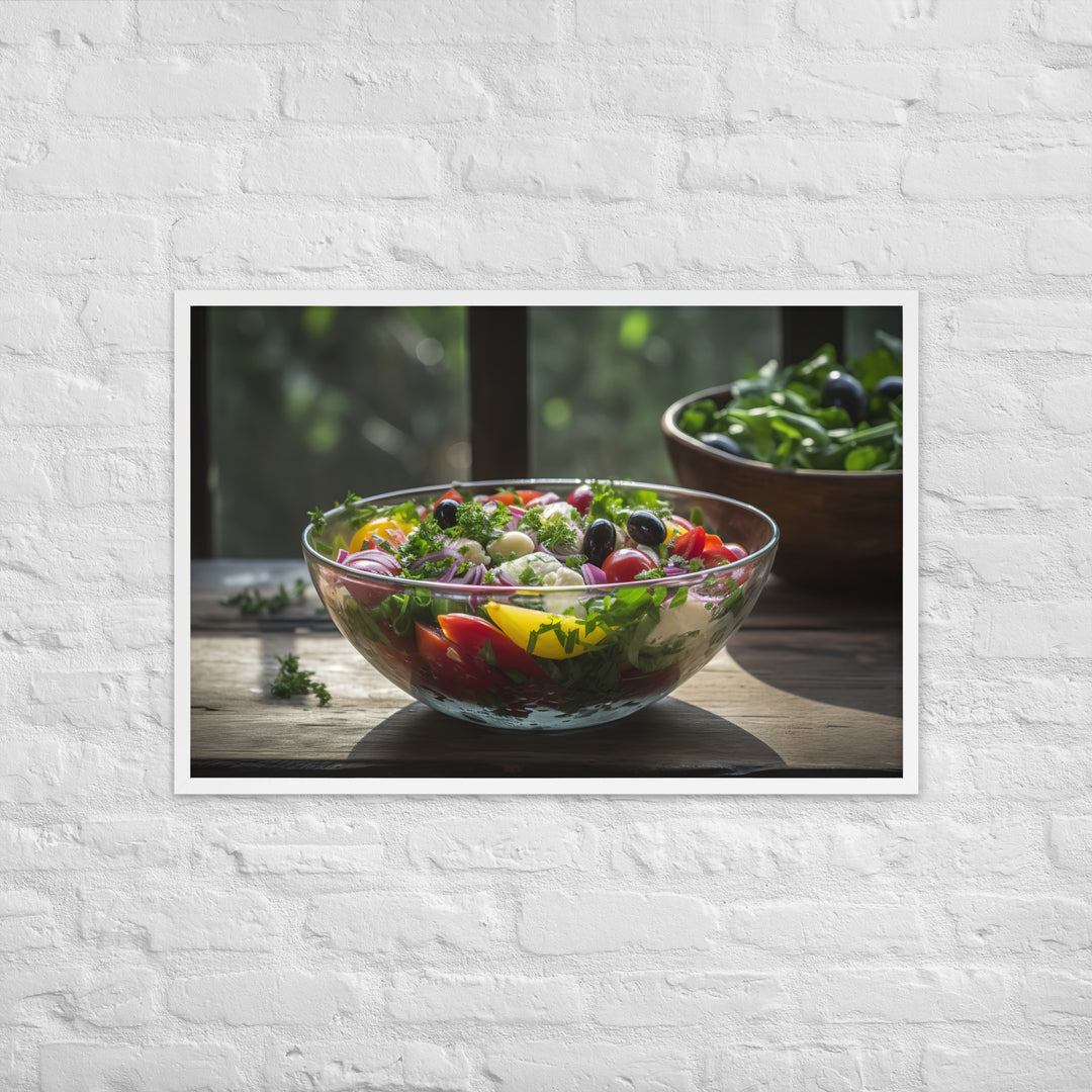 Colorful and refreshing Greek salad Framed poster 🤤 from Yumify.AI