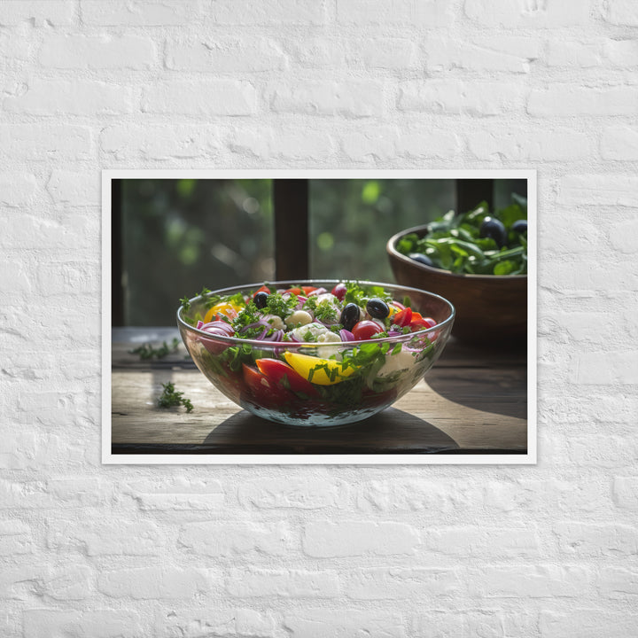 Colorful and refreshing Greek salad Framed poster 🤤 from Yumify.AI