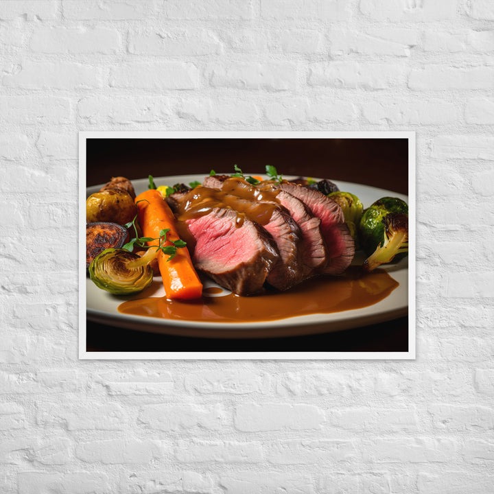 Tender Sirloin Steak with Roasted Vegetables Framed poster 🤤 from Yumify.AI