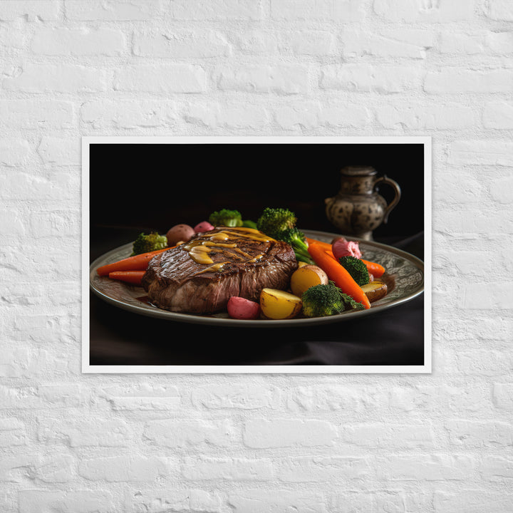 Tender Sirloin Steak with Roasted Vegetables Framed poster 🤤 from Yumify.AI