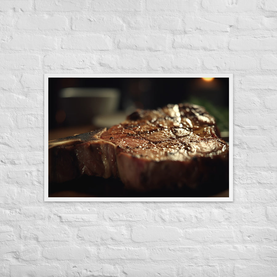 T-Bone Steak Rare and Delicious Framed poster 🤤 from Yumify.AI