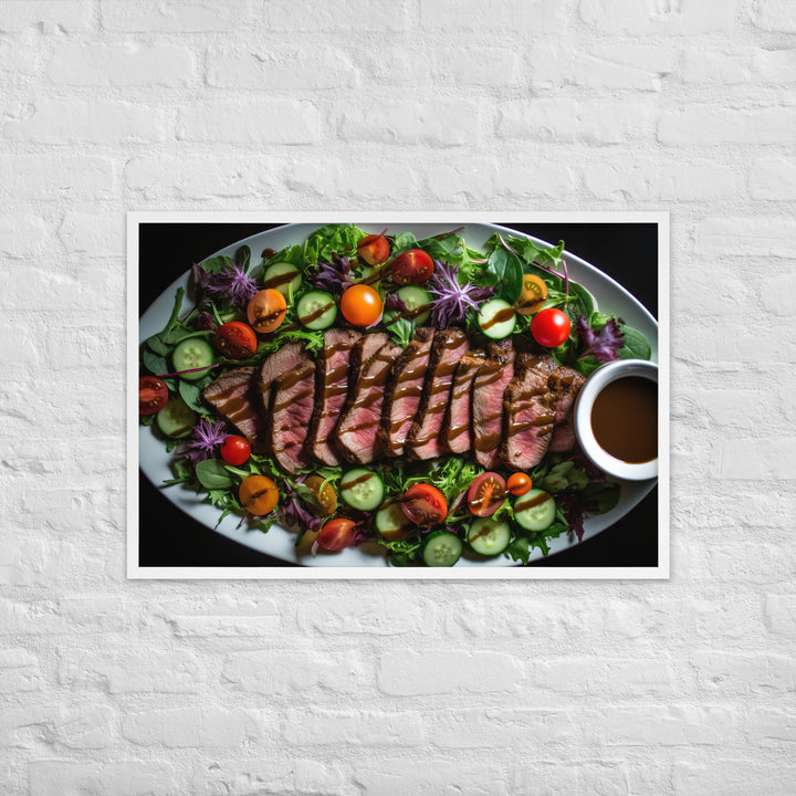 Sirloin Steak Salad with Balsamic Vinaigrette Framed poster 🤤 from Yumify.AI