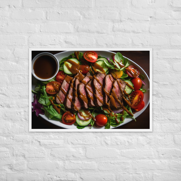 Sirloin Steak Salad with Balsamic Vinaigrette Framed poster 🤤 from Yumify.AI