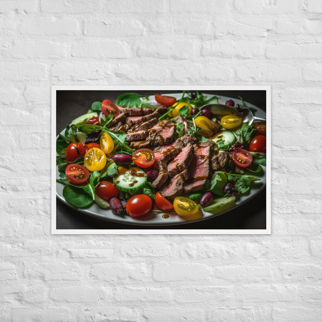 Sirloin Steak Salad with Balsamic Vinaigrette Framed poster 🤤 from Yumify.AI