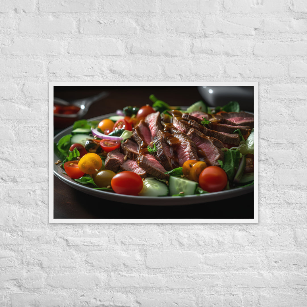 Sirloin Steak Salad with Balsamic Vinaigrette Framed poster 🤤 from Yumify.AI