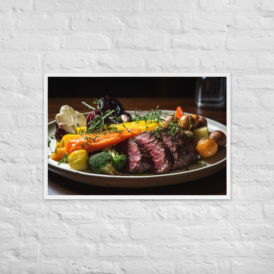 Savory Hanger Steak with Garlic Butter Framed poster 🤤 from Yumify.AI