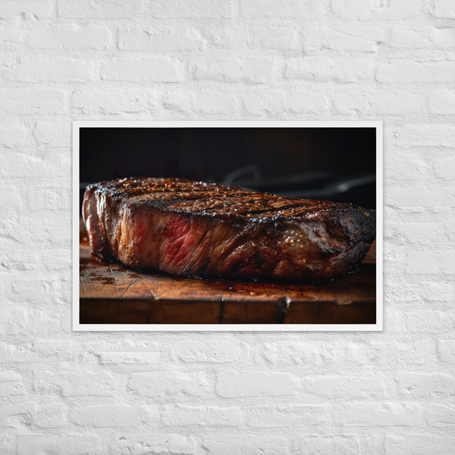 Perfectly Grilled New York Strip Steak Framed poster 🤤 from Yumify.AI