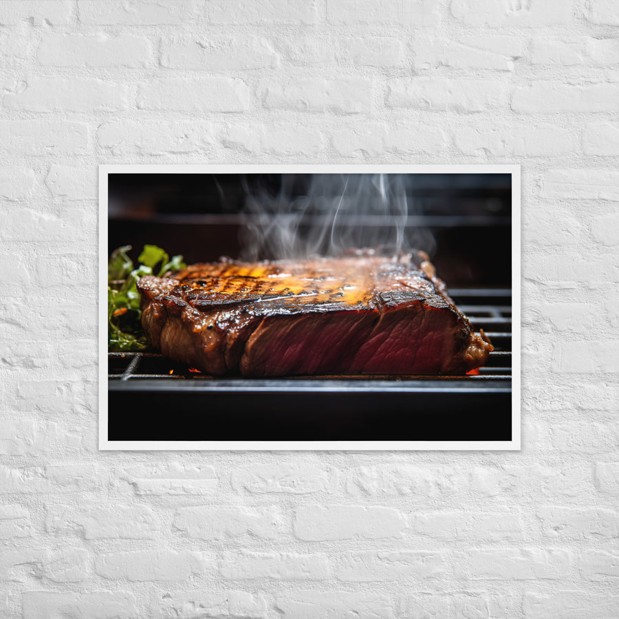 Perfectly Grilled New York Strip Steak Framed poster 🤤 from Yumify.AI