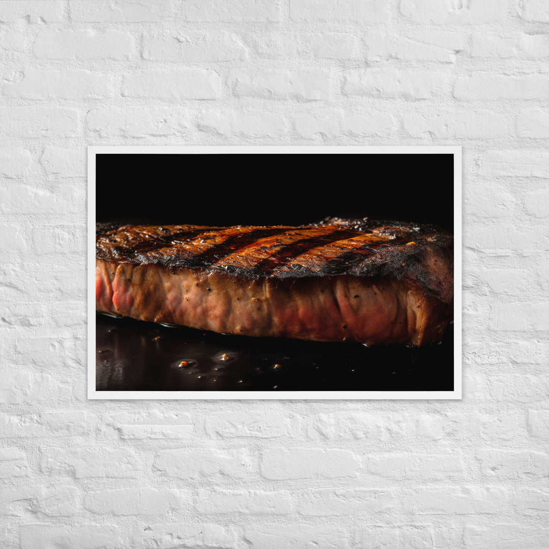 Perfectly Grilled New York Strip Steak Framed poster 🤤 from Yumify.AI