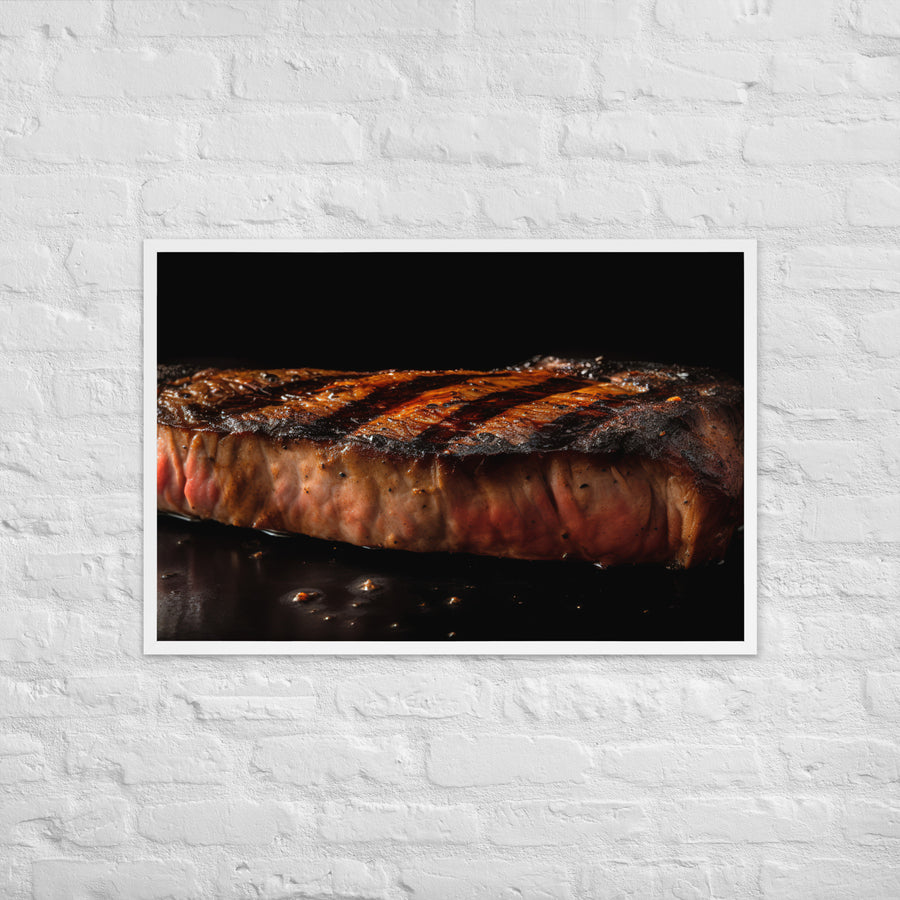 Perfectly Grilled New York Strip Steak Framed poster 🤤 from Yumify.AI