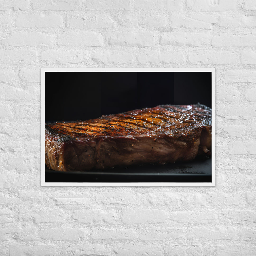 Perfectly Grilled New York Strip Steak Framed poster 🤤 from Yumify.AI