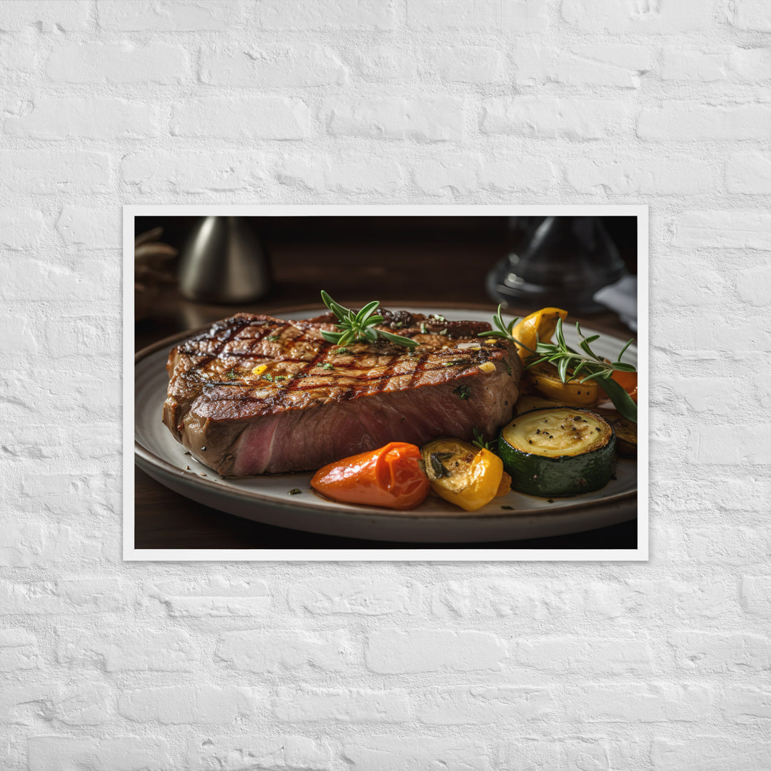 New York Strip Steak with Roasted Vegetables Framed poster 🤤 from Yumify.AI