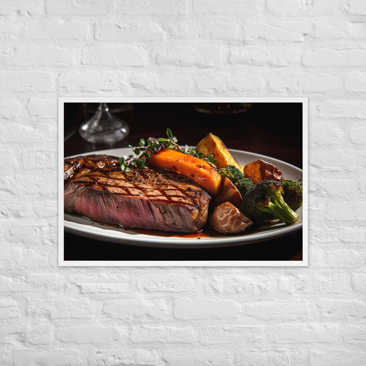 New York Strip Steak with Roasted Vegetables Framed poster 🤤 from Yumify.AI