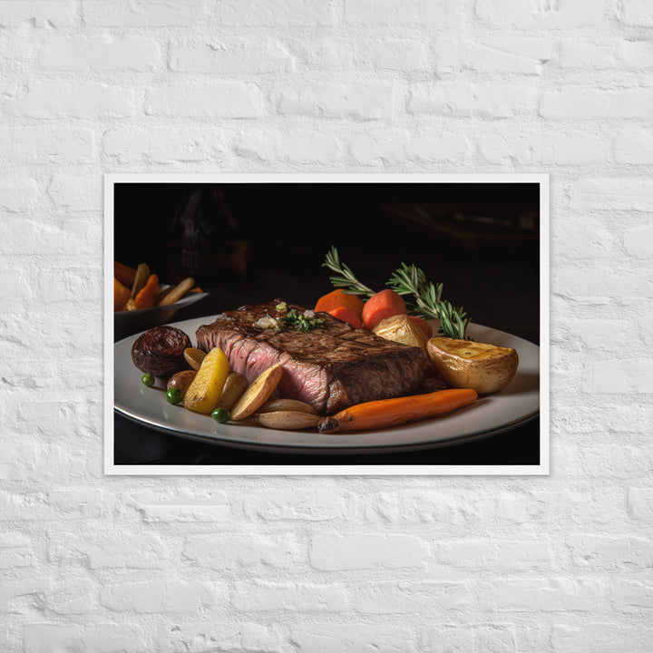 New York Strip Steak with Roasted Vegetables Framed poster 🤤 from Yumify.AI