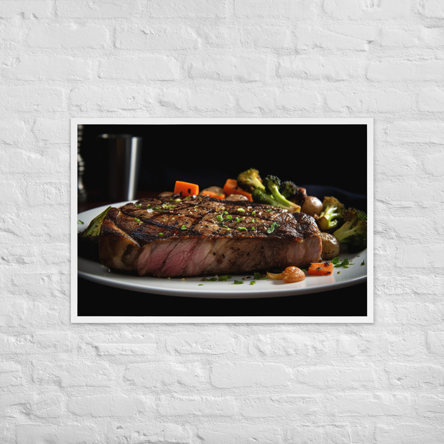 New York Strip Steak with Roasted Vegetables Framed poster 🤤 from Yumify.AI