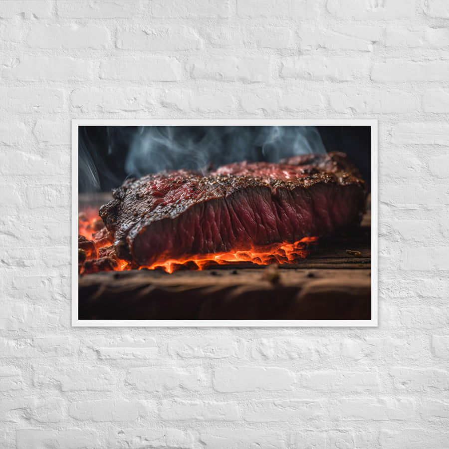 Juicy Hanger Steak on the Grill Framed poster 🤤 from Yumify.AI