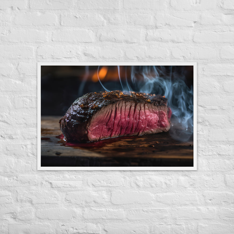 Juicy Hanger Steak on the Grill Framed poster 🤤 from Yumify.AI