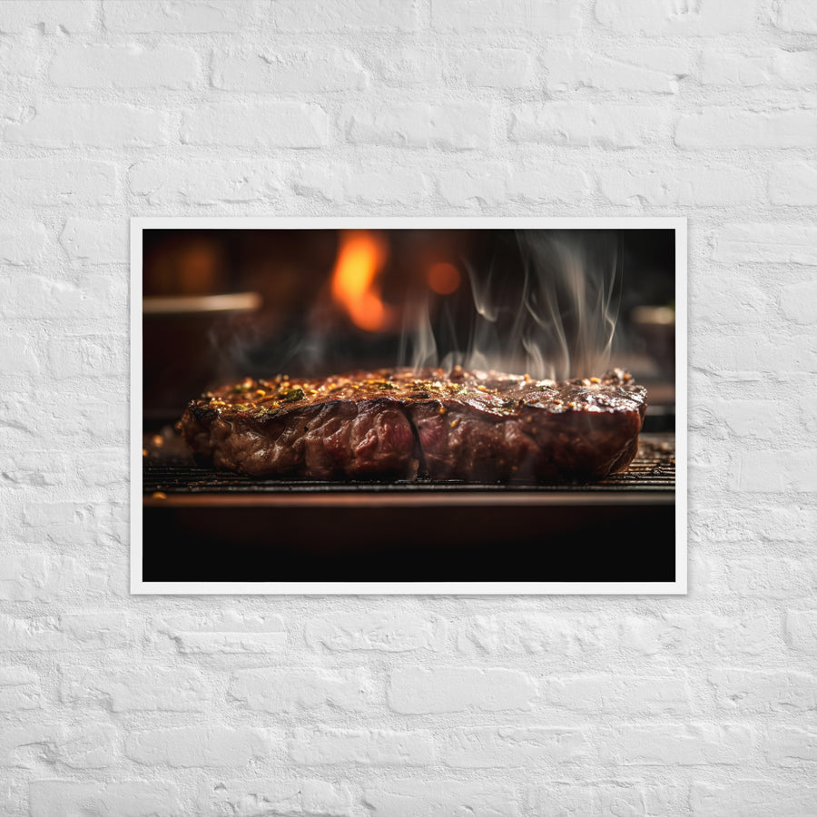 Juicy and Flavorful New York Strip Steak Framed poster 🤤 from Yumify.AI