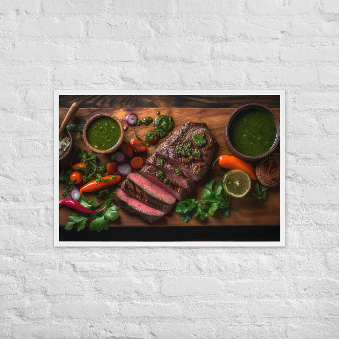 Grilled Sirloin with Chimichurri Sauce Framed poster 🤤 from Yumify.AI