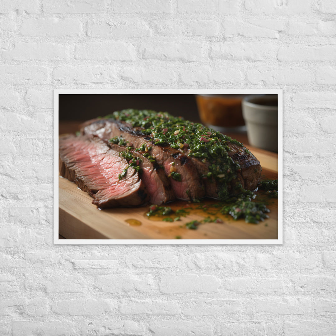 Grilled Flank Steak with Chimichurri Sauce Framed poster 🤤 from Yumify.AI