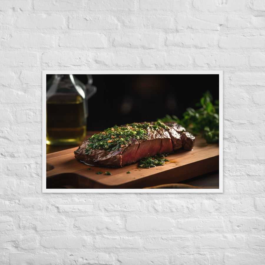 Grilled Flank Steak with Chimichurri Sauce Framed poster 🤤 from Yumify.AI