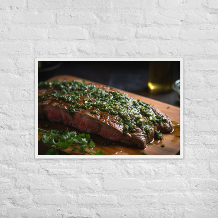 Grilled Flank Steak with Chimichurri Sauce Framed poster 🤤 from Yumify.AI