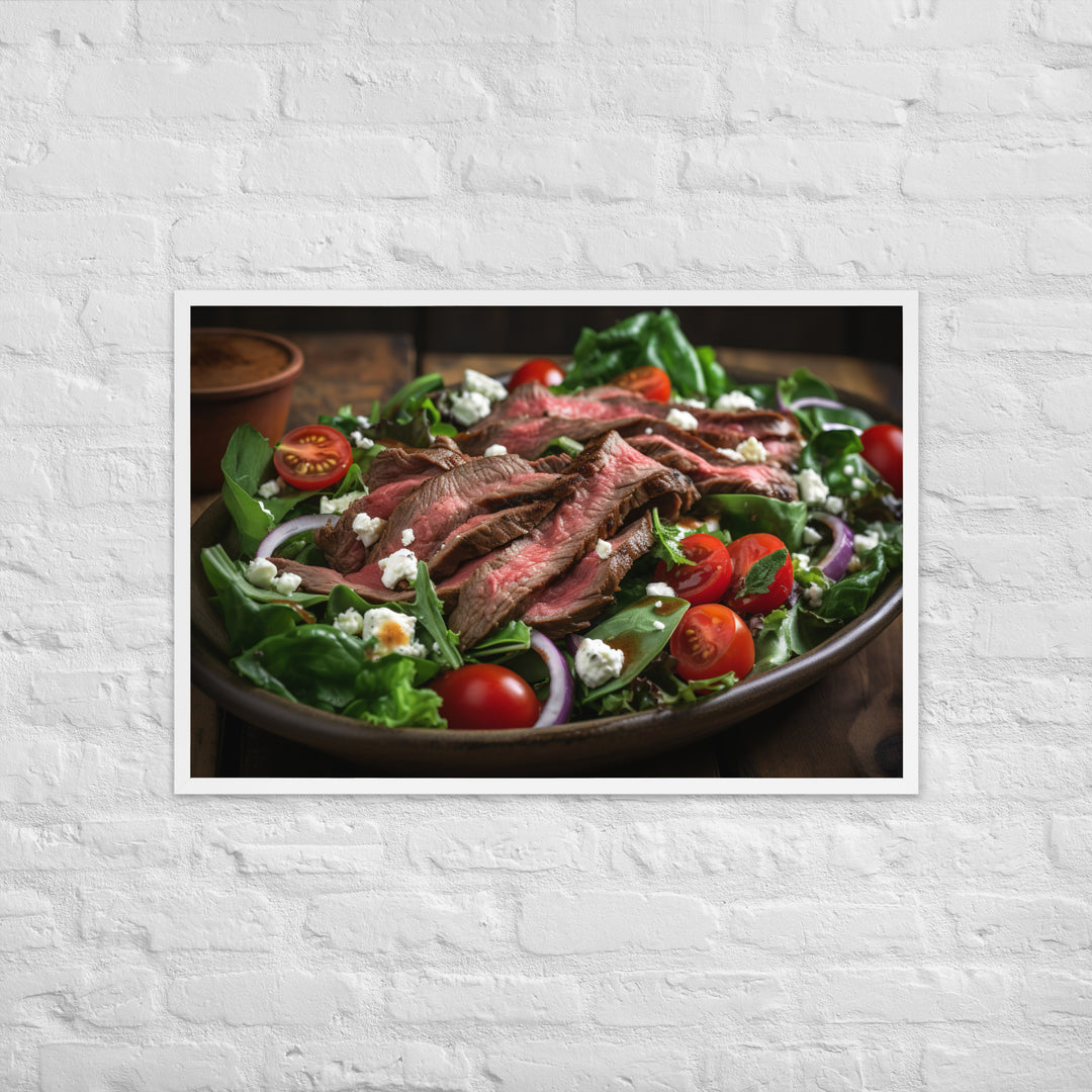 Flank Steak Salad with Fresh Greens Framed poster 🤤 from Yumify.AI