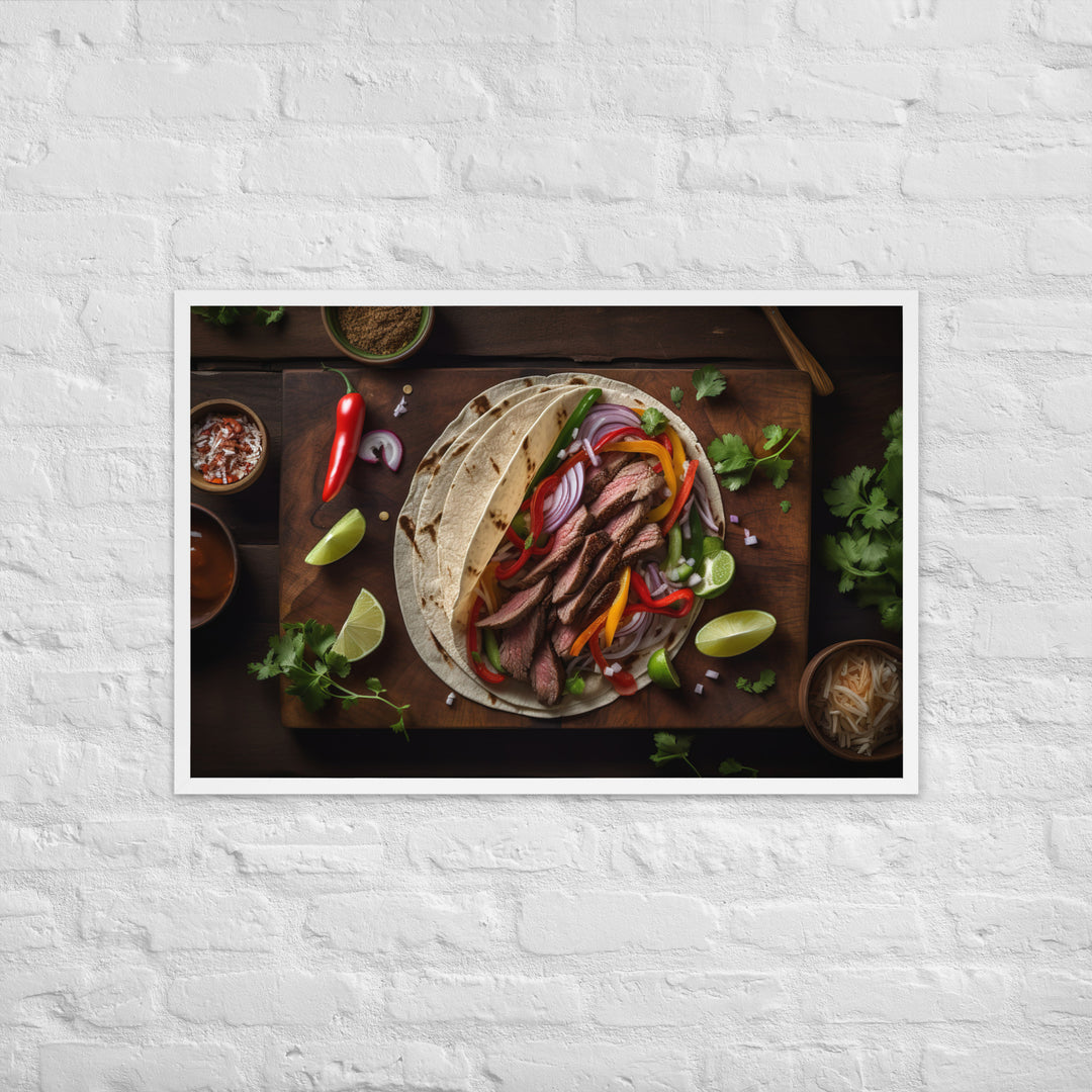 Flank Steak Fajitas with Fresh Veggies Framed poster 🤤 from Yumify.AI