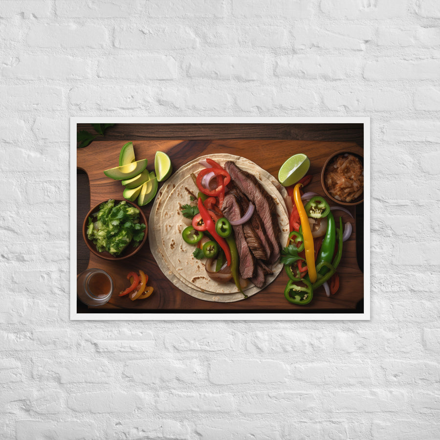 Flank Steak Fajitas with Fresh Veggies Framed poster 🤤 from Yumify.AI