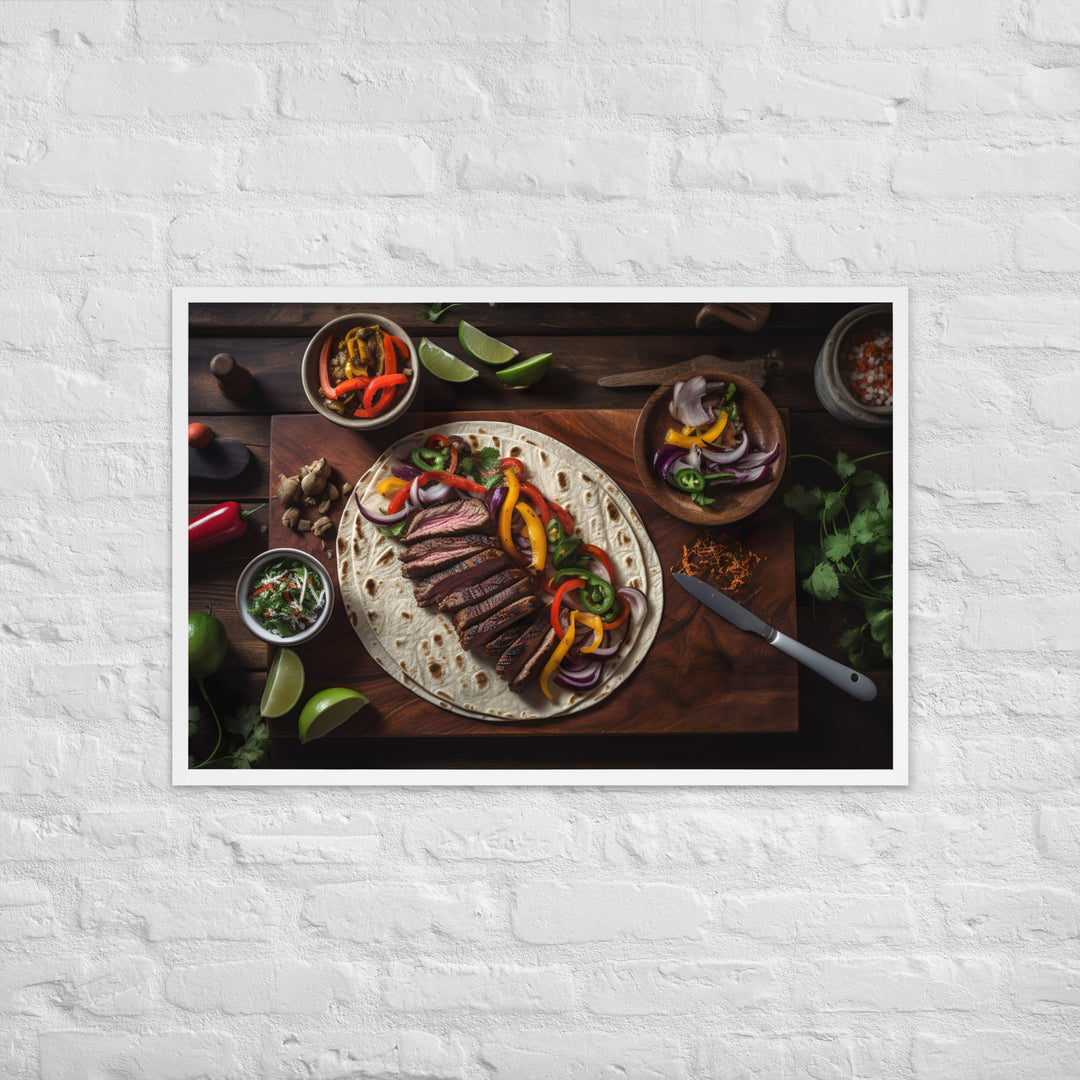 Flank Steak Fajitas with Fresh Veggies Framed poster 🤤 from Yumify.AI