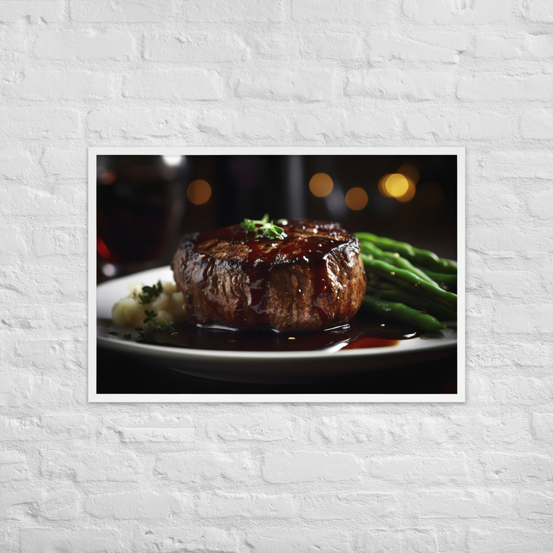 Filet Mignon with Red Wine Sauce Framed poster 🤤 from Yumify.AI