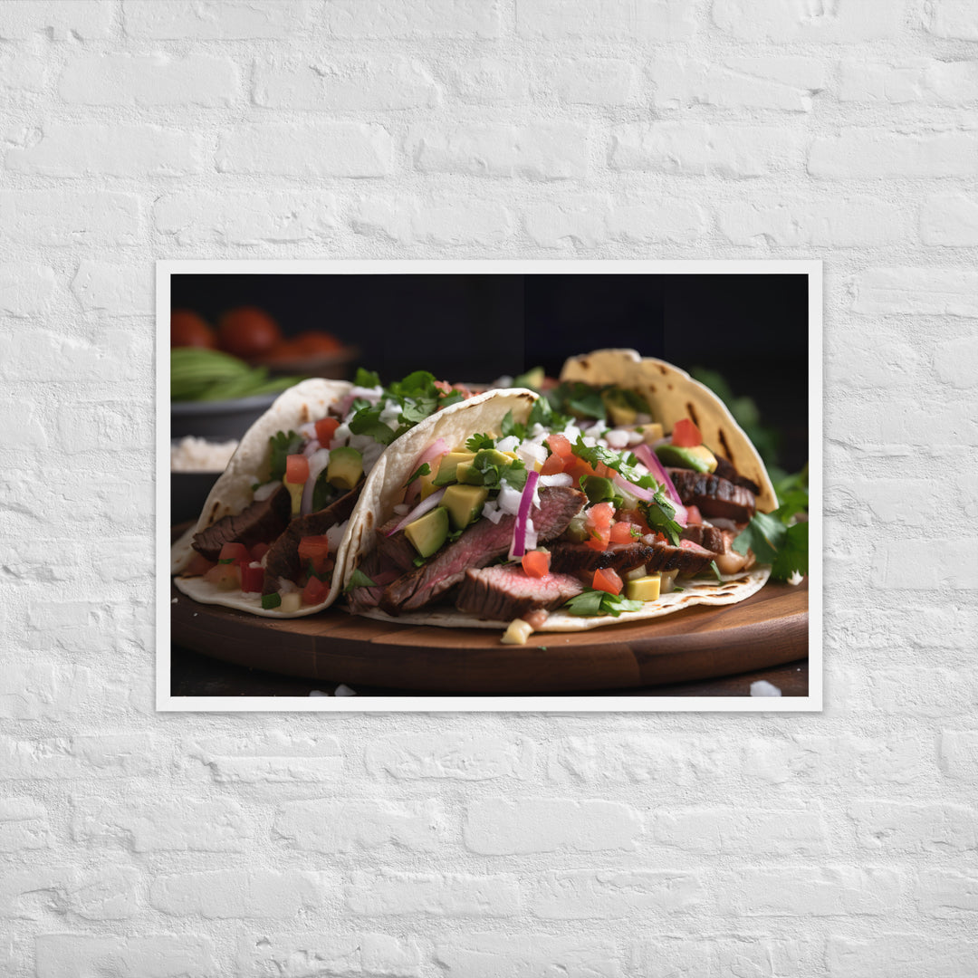 Carne Asada Tacos with Skirt Steak Framed poster 🤤 from Yumify.AI