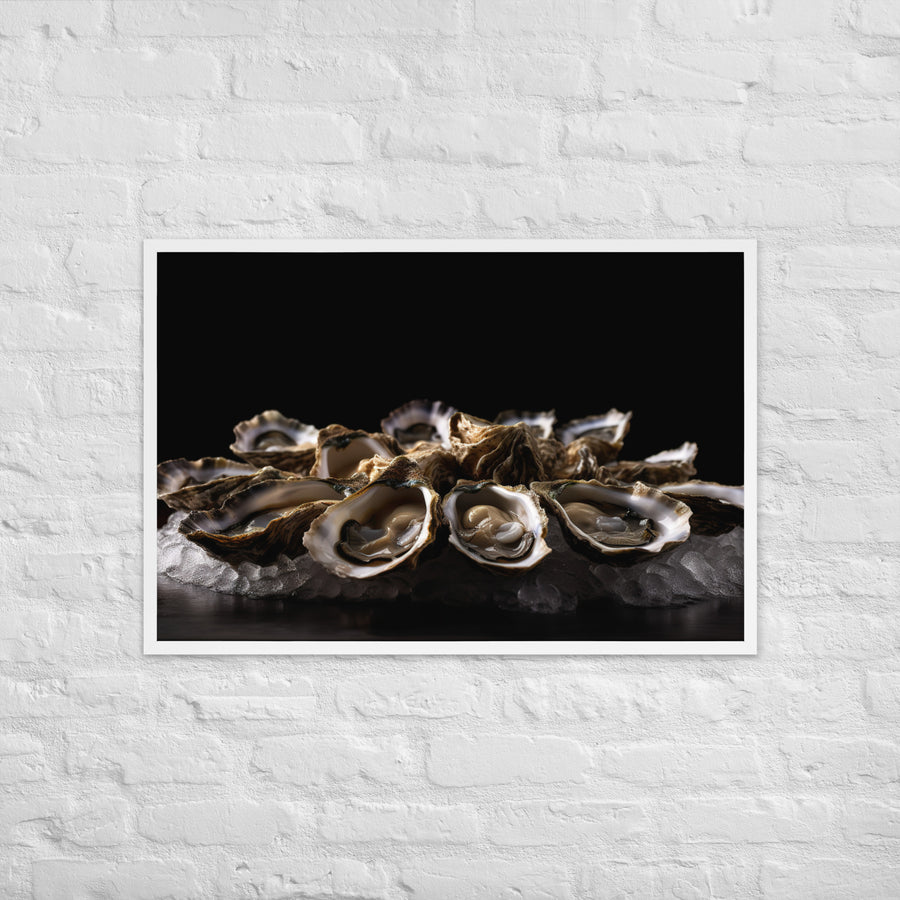Sydney Rock Oysters on the Half Shell Framed poster 🤤 from Yumify.AI
