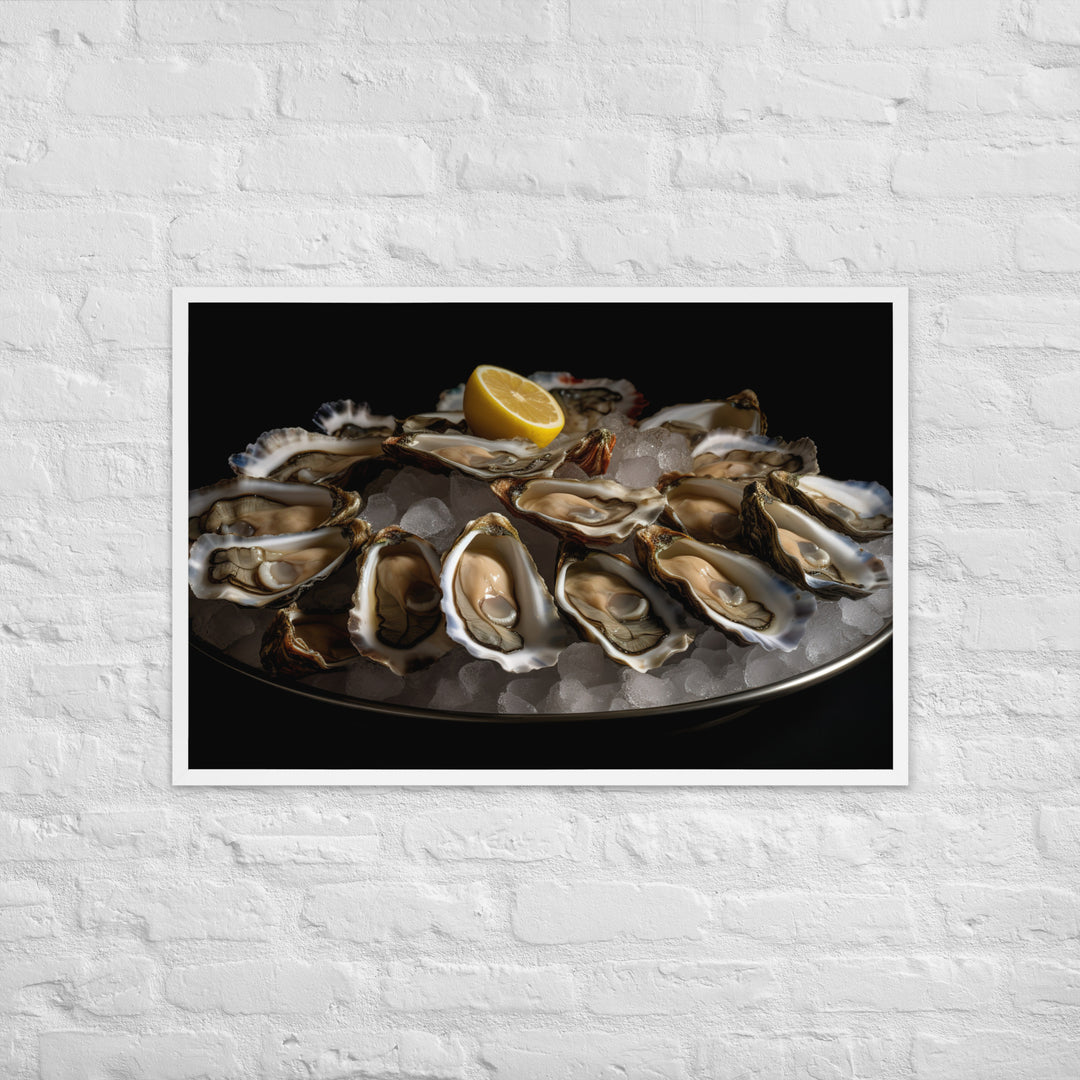 Sydney Rock Oysters on the Half Shell Framed poster 🤤 from Yumify.AI