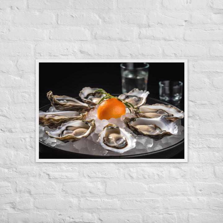 Succulent Eastern Oysters on Ice Framed poster 🤤 from Yumify.AI